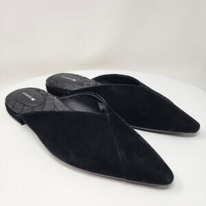 Birdies The Swan Pointed Toe Mule Women 9.5 Black Suede Quilted Insole Comfort